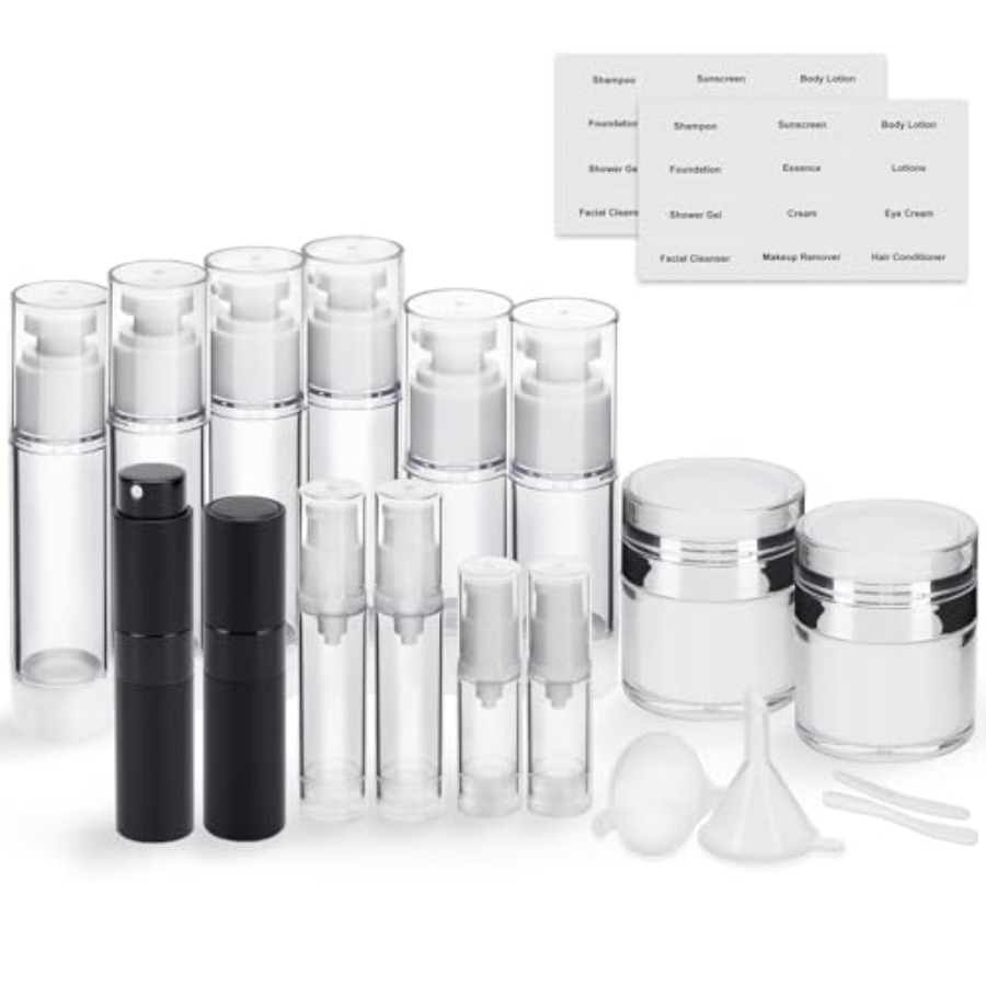Perfume Travel Set - 20 Pack Airless Pump Jar and
